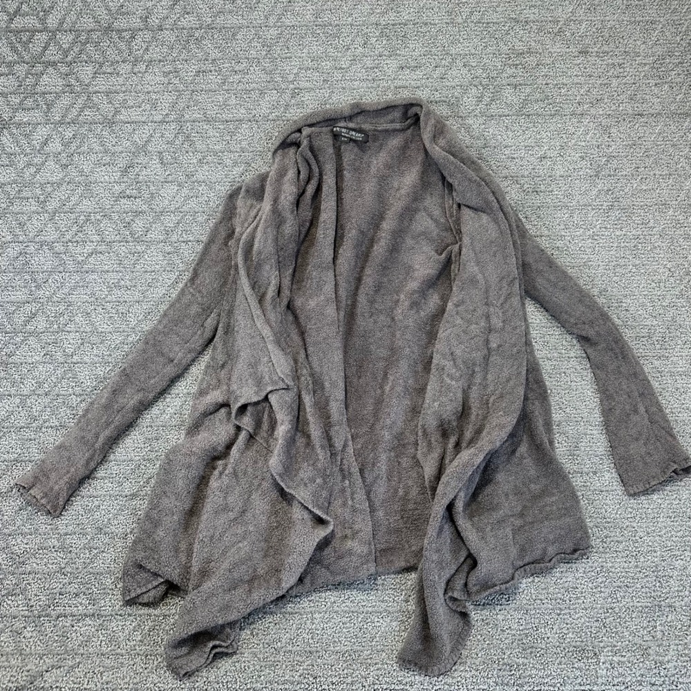 Barefoot Dreams‎ Cardigan Cozy Chic Lite Drape Front Long Sleeve Gray S M